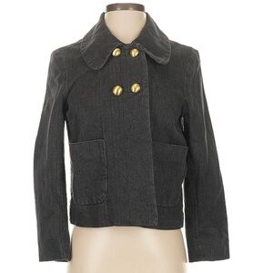 3.1 Phillip Lim Charcoal Pea Coat with Gold Accents